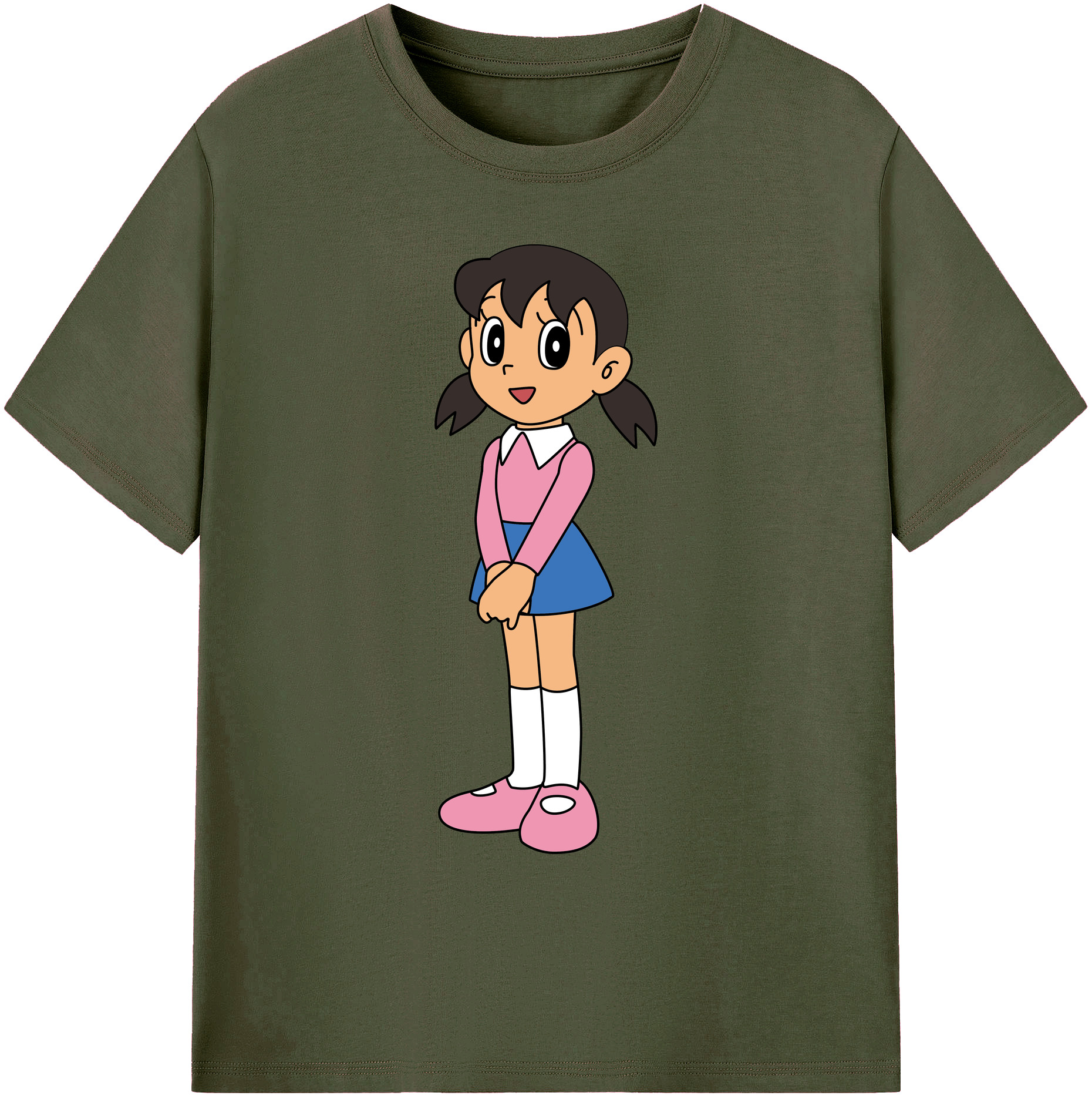 （画像用） ドラえもん みなもと しずか Doraemon Shizuka Minamoto 綿100％ メンズ半袖Tシャツ｜肌触りやわらか＆通気性